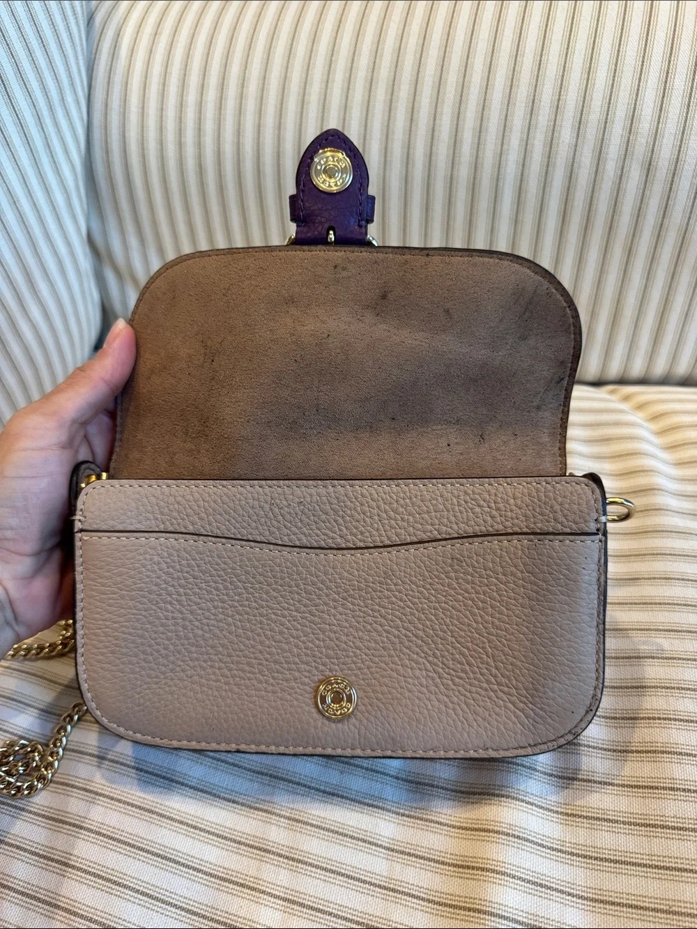 Coach Kleo colorblock buckle crossbody bag purse metal chain